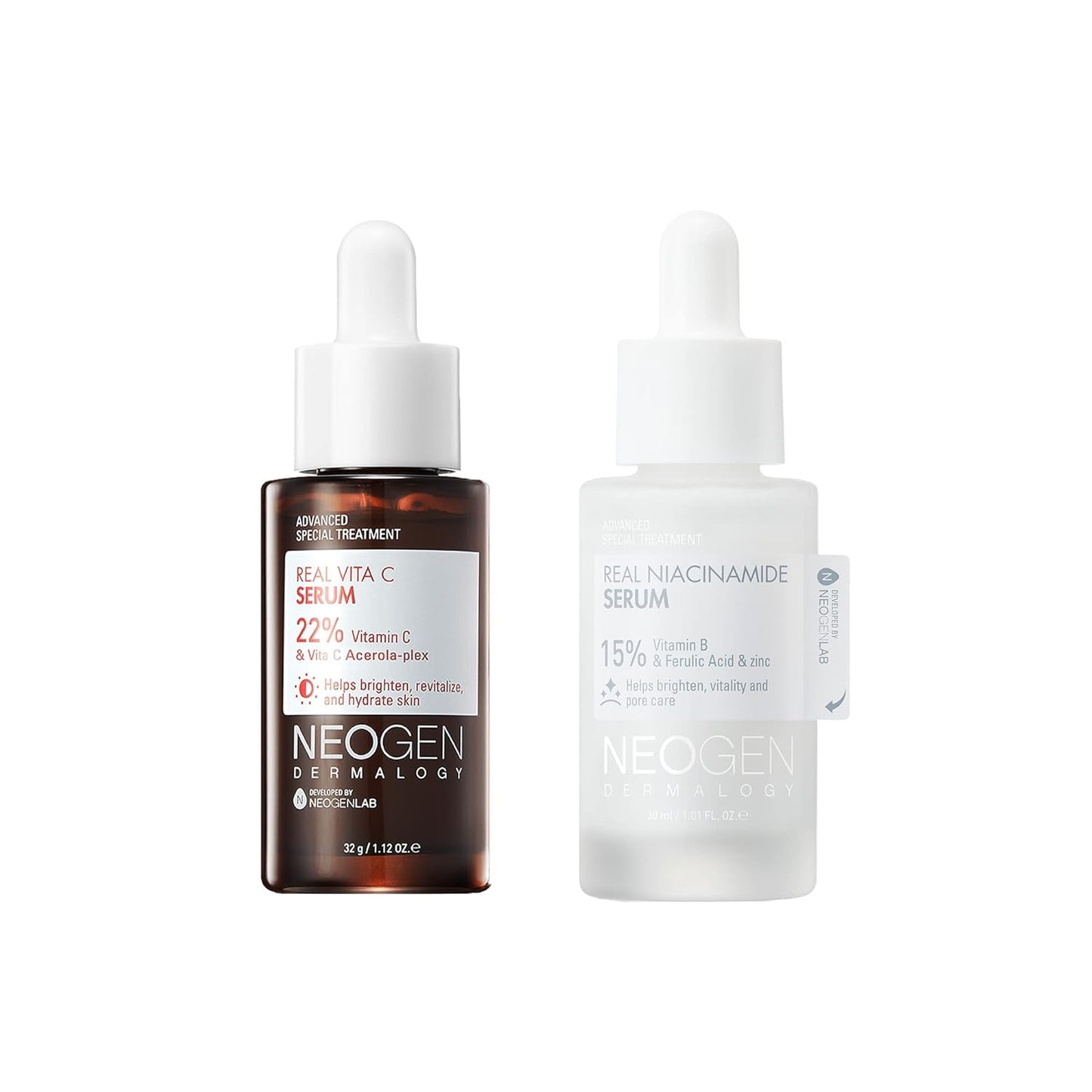 Neogen Dermalogy Real Serum Collection - Niacinamide, Vitamin C, Retinol, Bakuchiol, Panthenol, Peptide to Combat Acne, Pigmentation, Wrinkles, Dry Skin, Dullness - Korean Skin Care