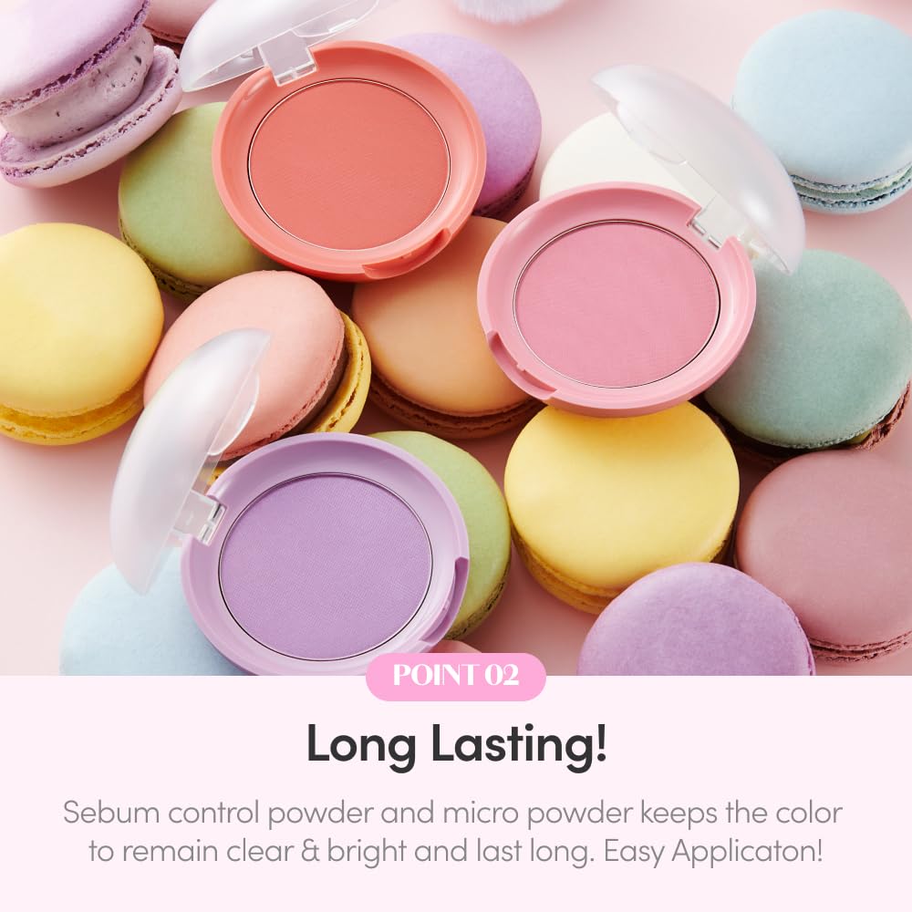 Long-Lasting Blush Powder – Soft Focus Glow with Puff Cushion