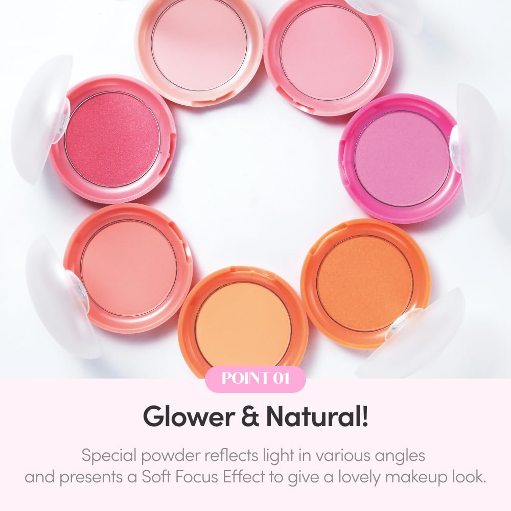 Long-Lasting Blush Powder – Soft Focus Glow with Puff Cushion