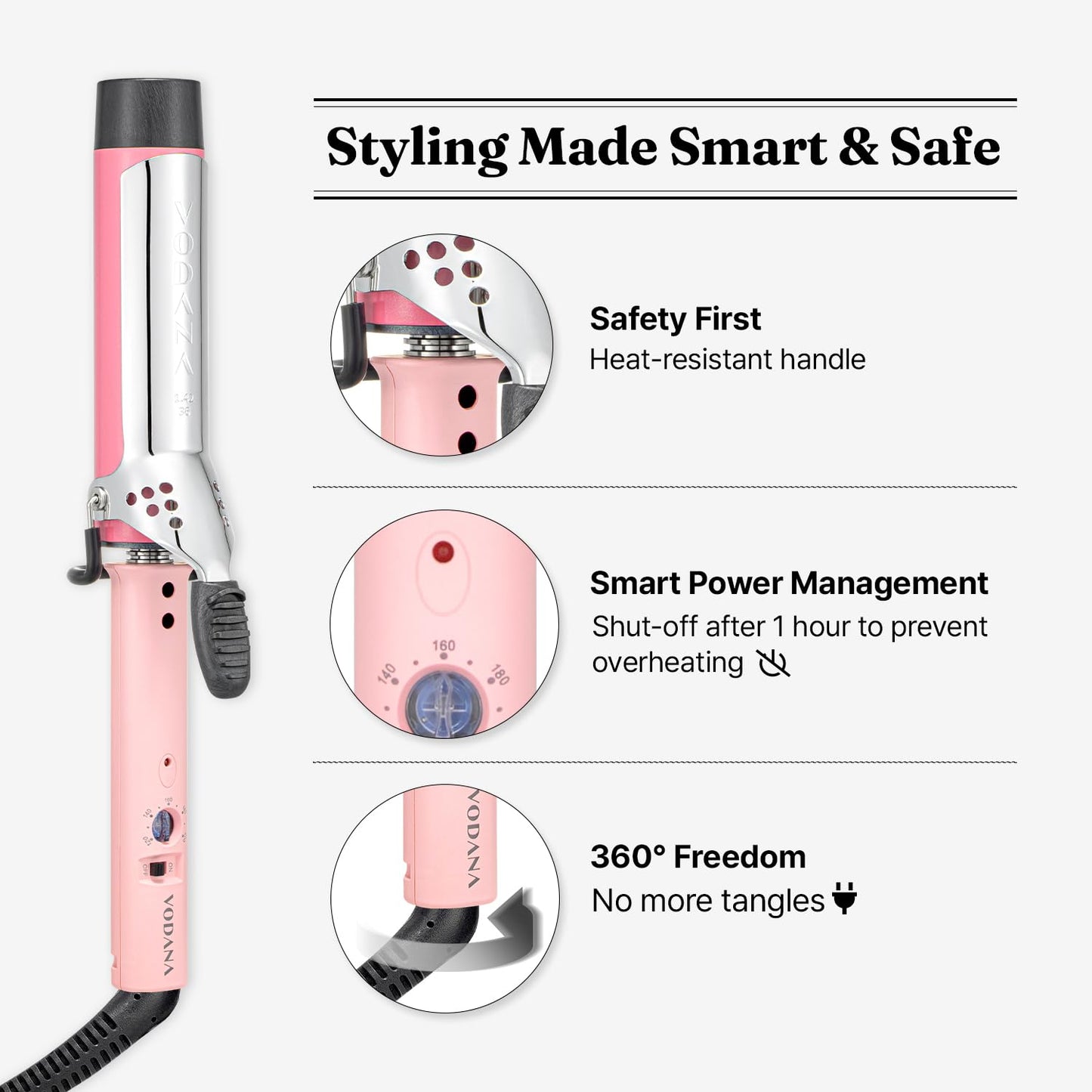 Professional Glamwave Ceramic Curling Iron with 5 Heat Settings