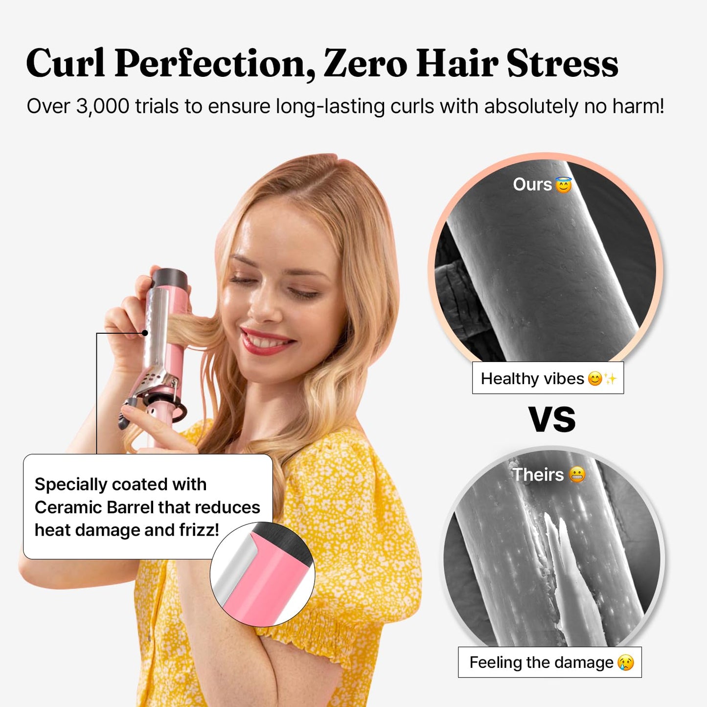 Professional Glamwave Ceramic Curling Iron with 5 Heat Settings