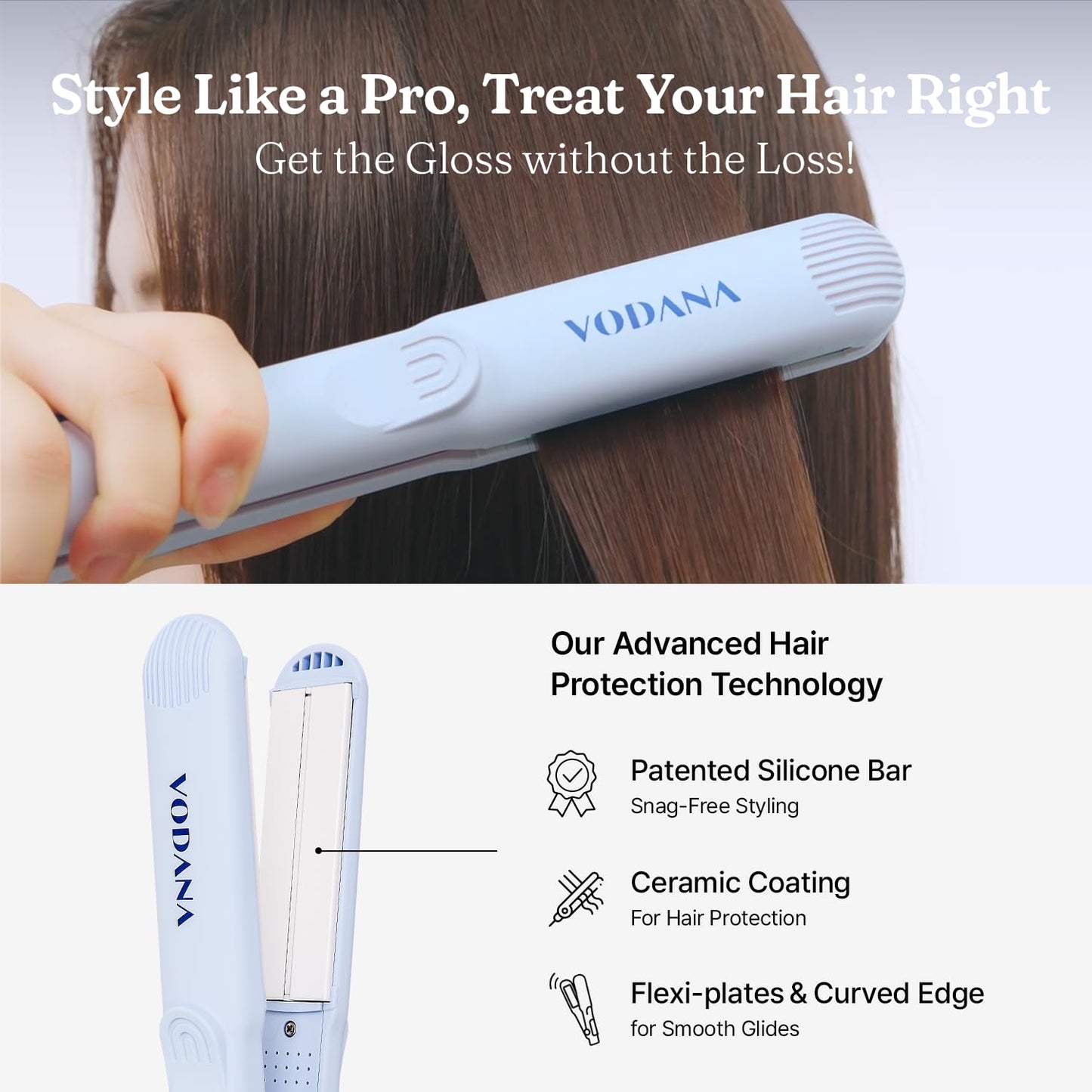 Professional Softbar Flat Iron with Patented Silicone Strip