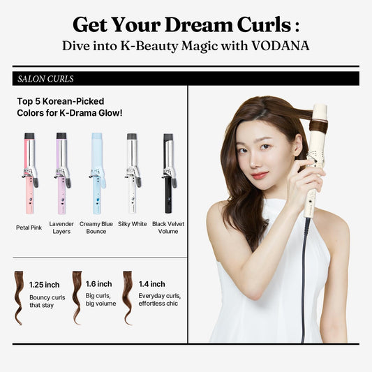 Professional Glamwave Ceramic Curling Iron with 5 Heat Settings