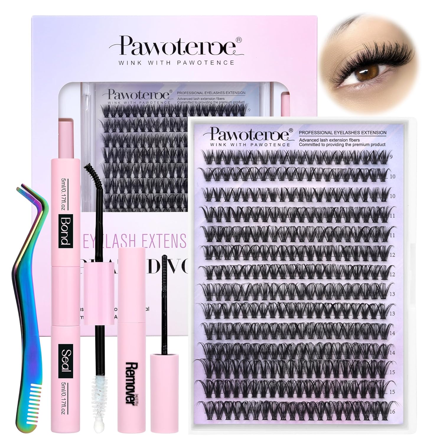 DIY Lash Extension Kit – 280 Cluster Lashes with Bond & Tools