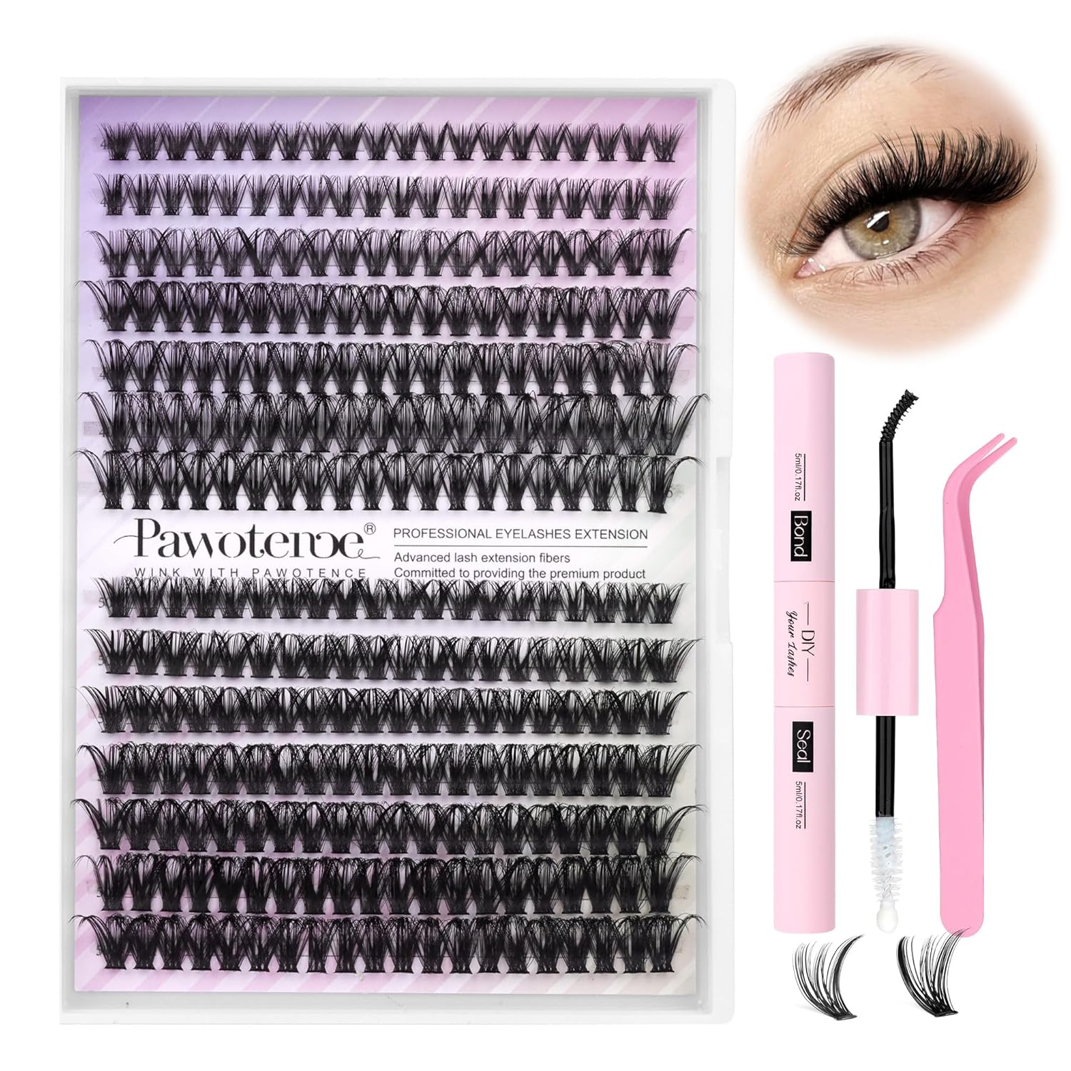 DIY Lash Extension Kit – 280 Cluster Lashes with Bond & Tools