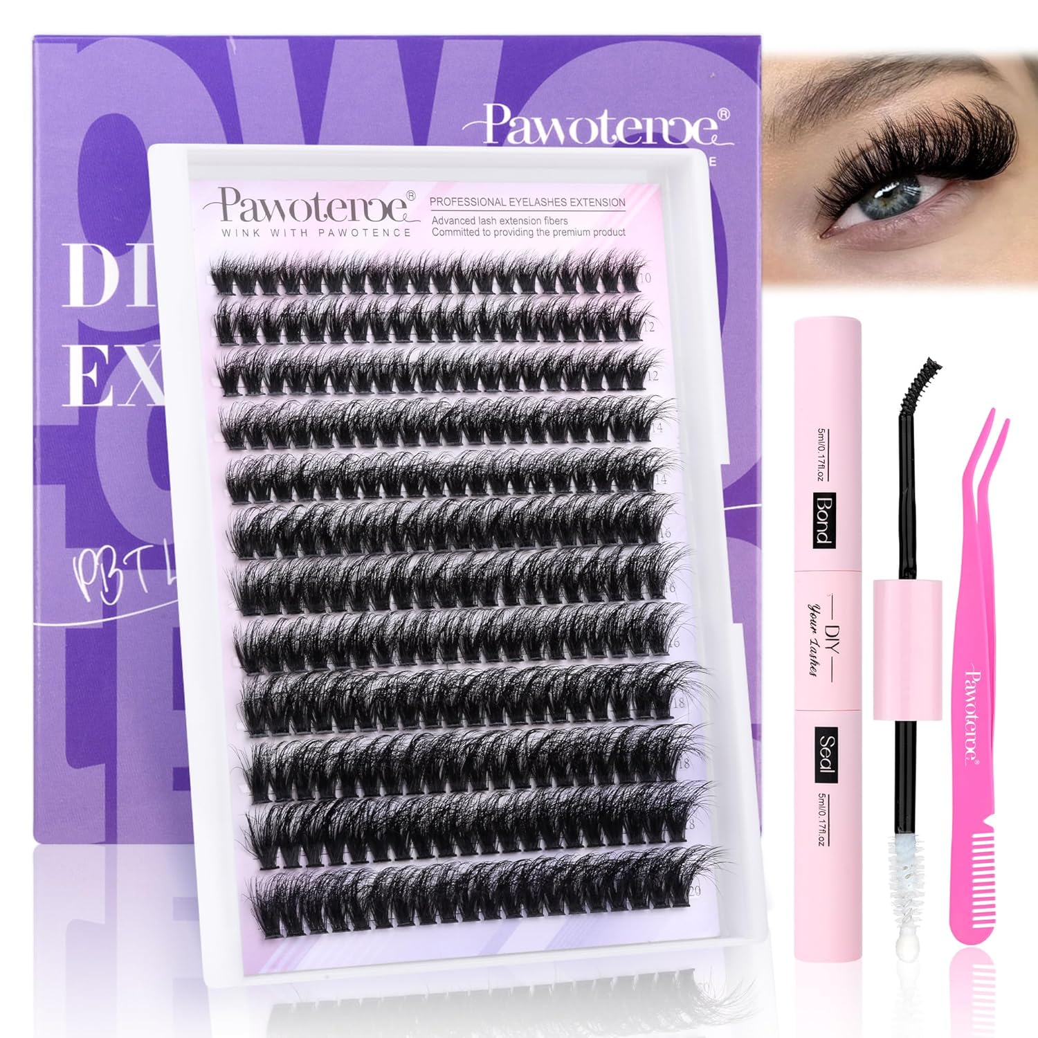 DIY Lash Extension Kit – 280 Cluster Lashes with Bond & Tools