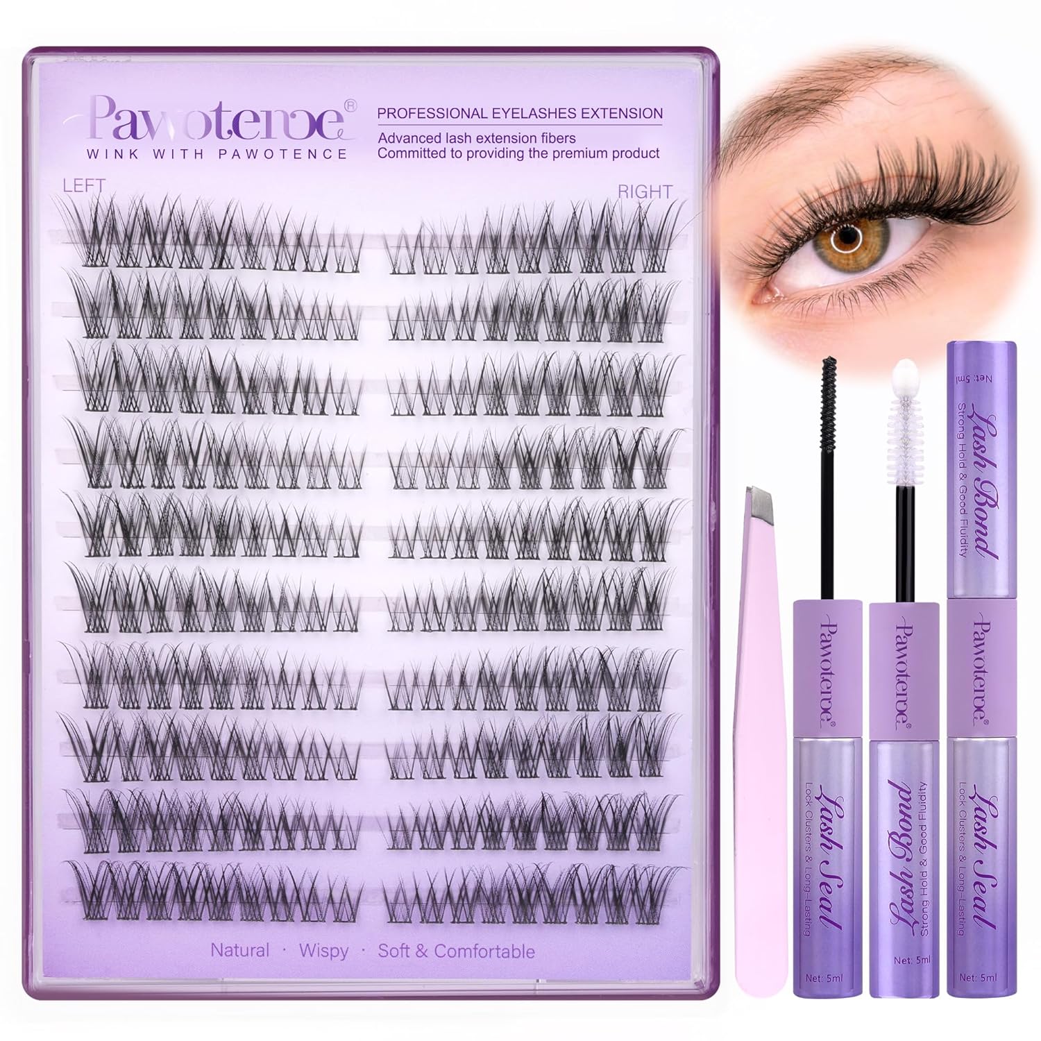 DIY Lash Extension Kit – 280 Cluster Lashes with Bond & Tools