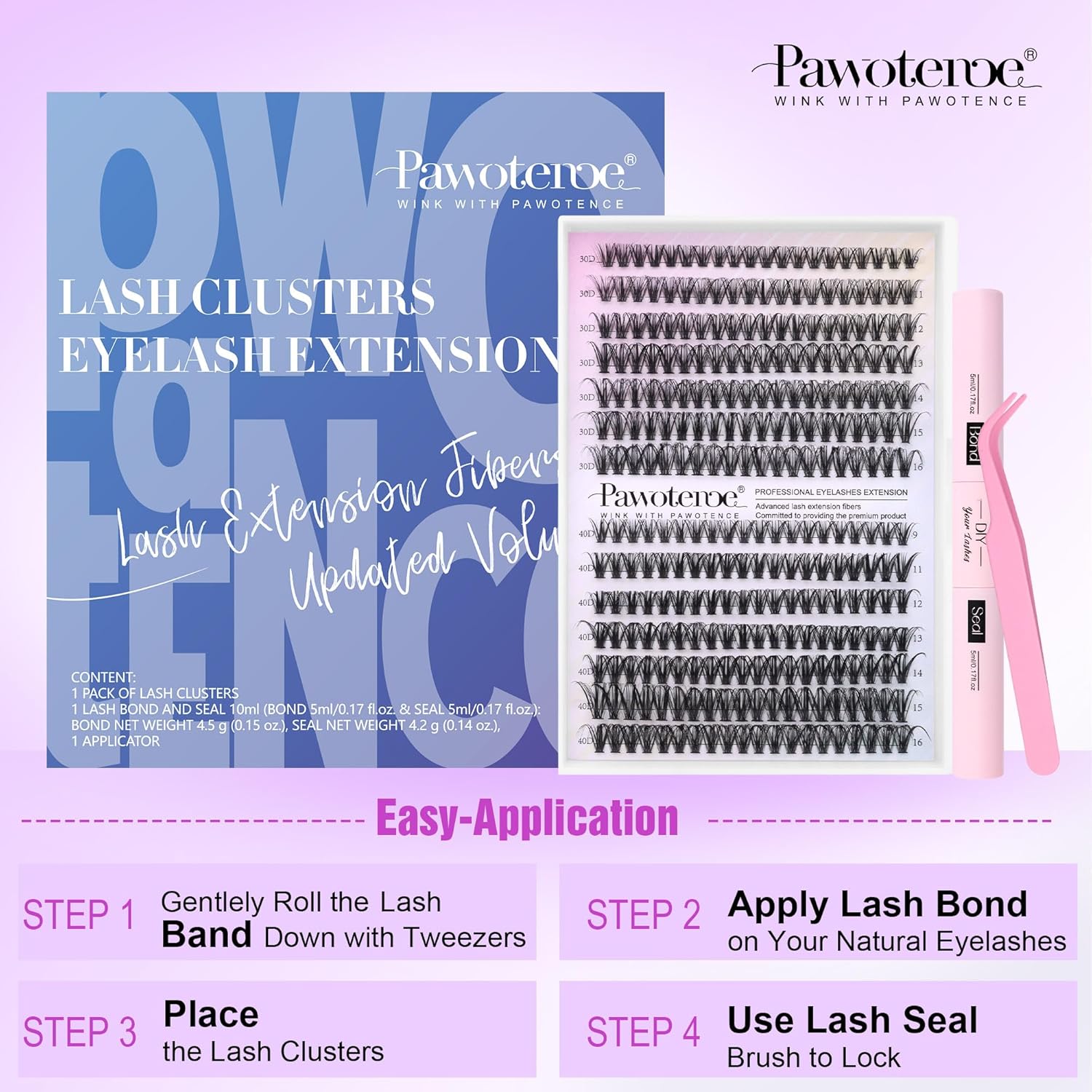 DIY Lash Extension Kit – 280 Cluster Lashes with Bond & Tools