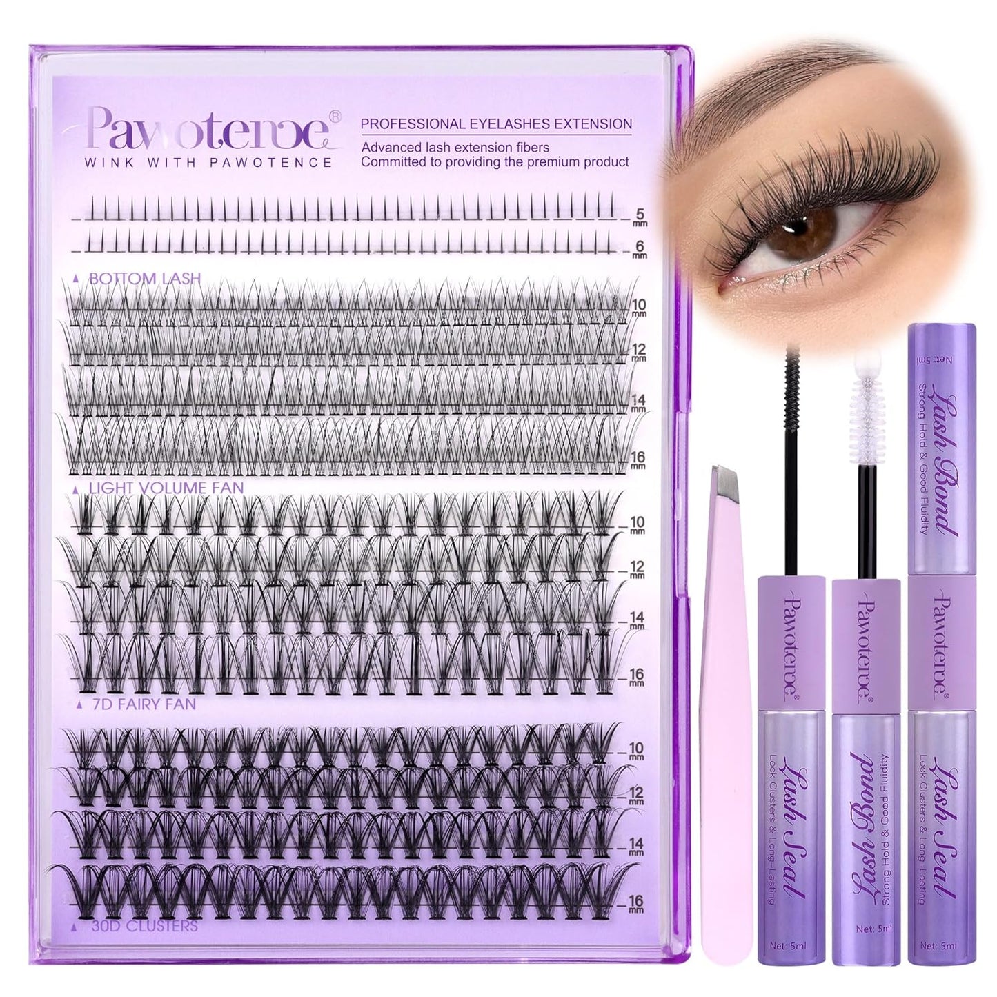 DIY Lash Extension Kit – 280 Cluster Lashes with Bond & Tools