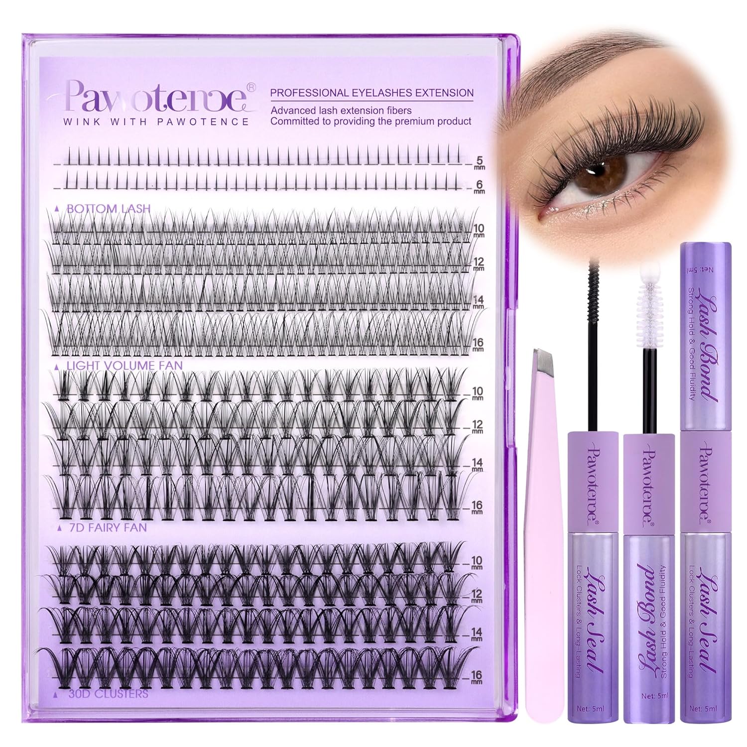 DIY Lash Extension Kit – 280 Cluster Lashes with Bond & Tools
