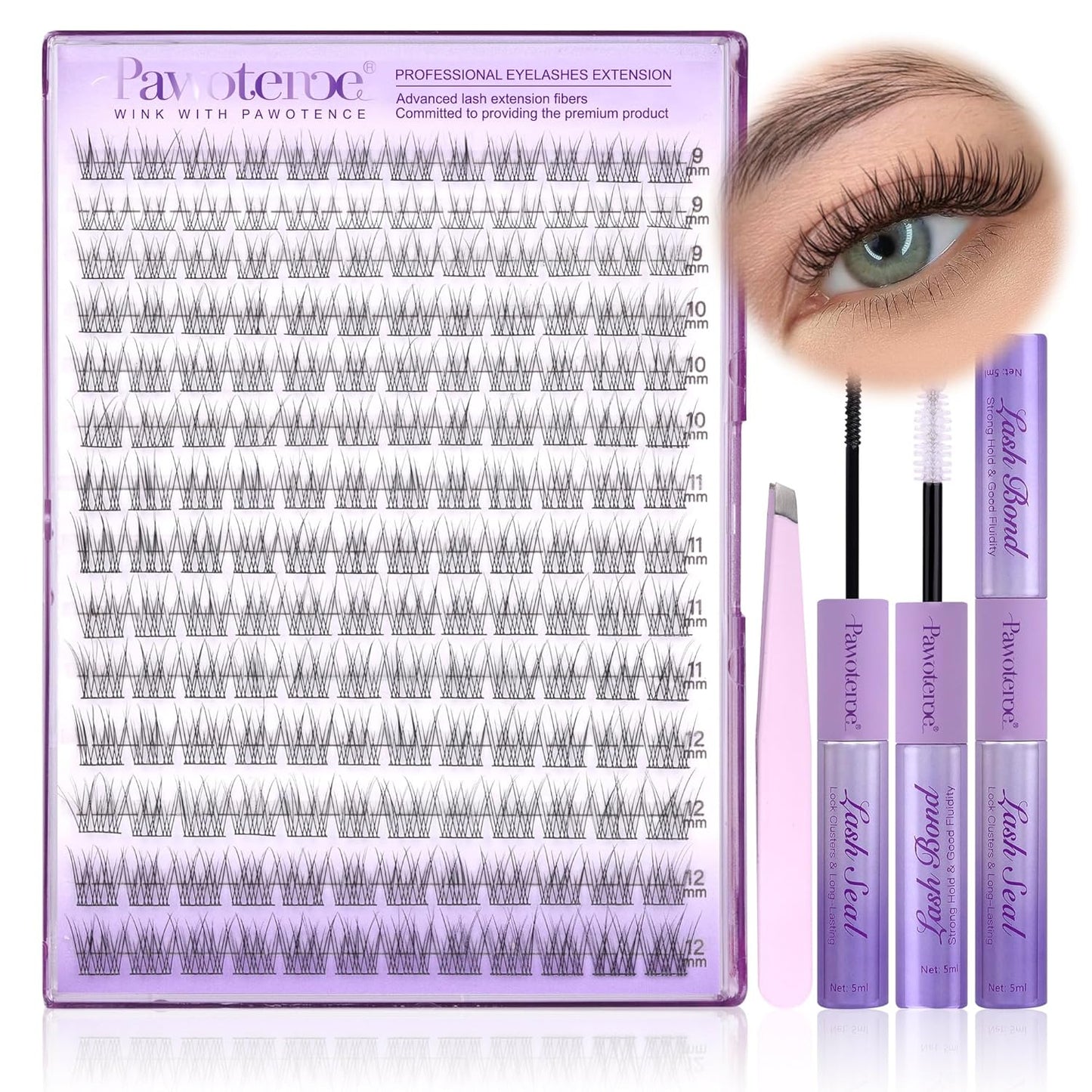 DIY Lash Extension Kit – 280 Cluster Lashes with Bond & Tools