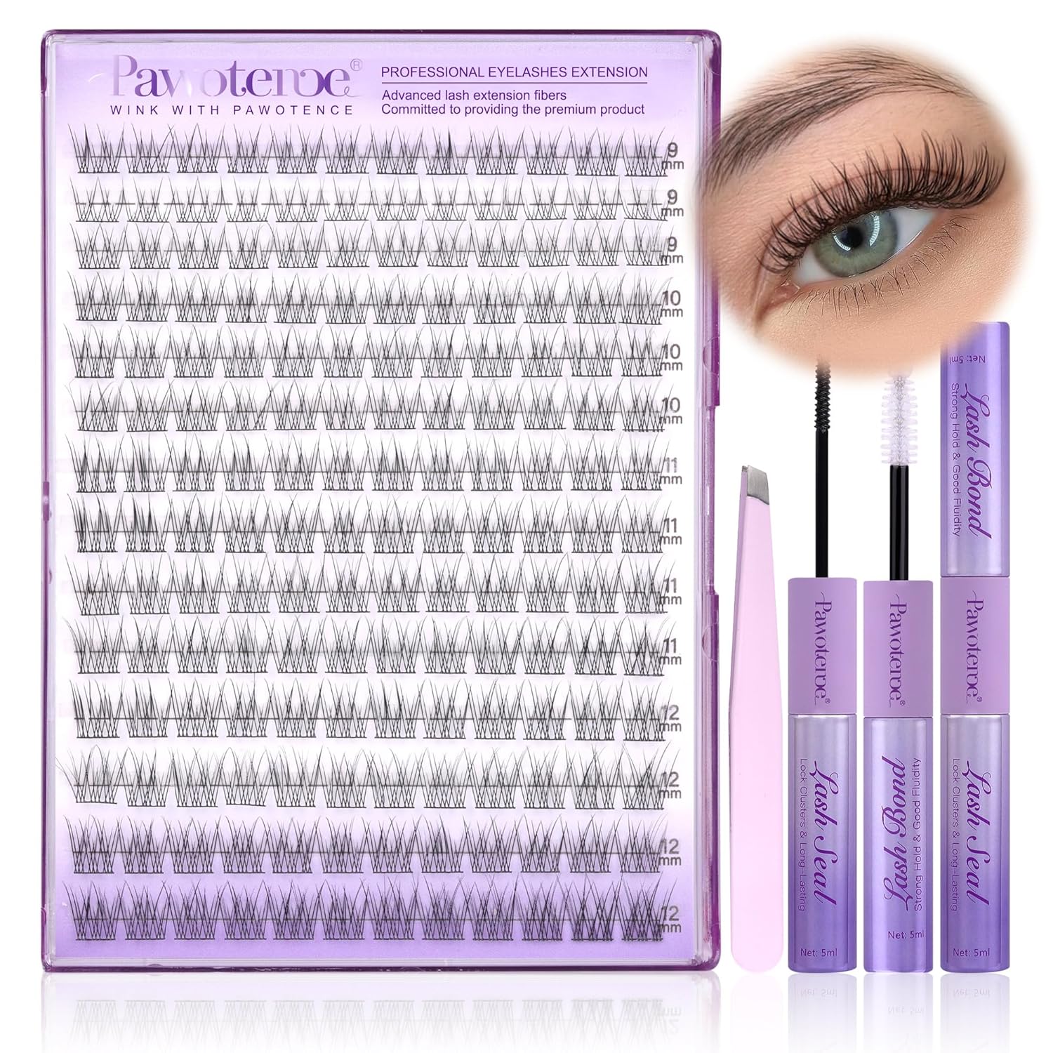 DIY Lash Extension Kit – 280 Cluster Lashes with Bond & Tools