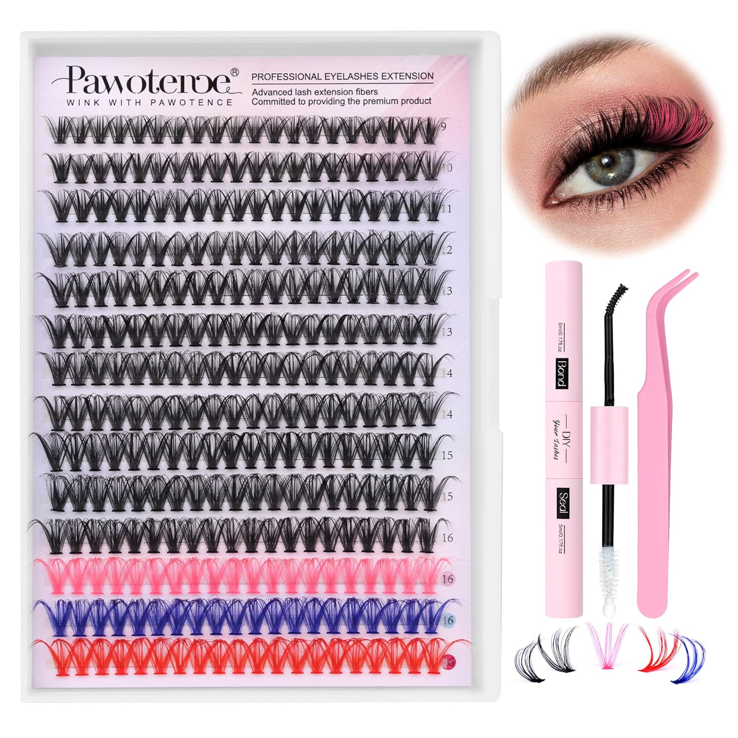 DIY Lash Extension Kit – 280 Cluster Lashes with Bond & Tools