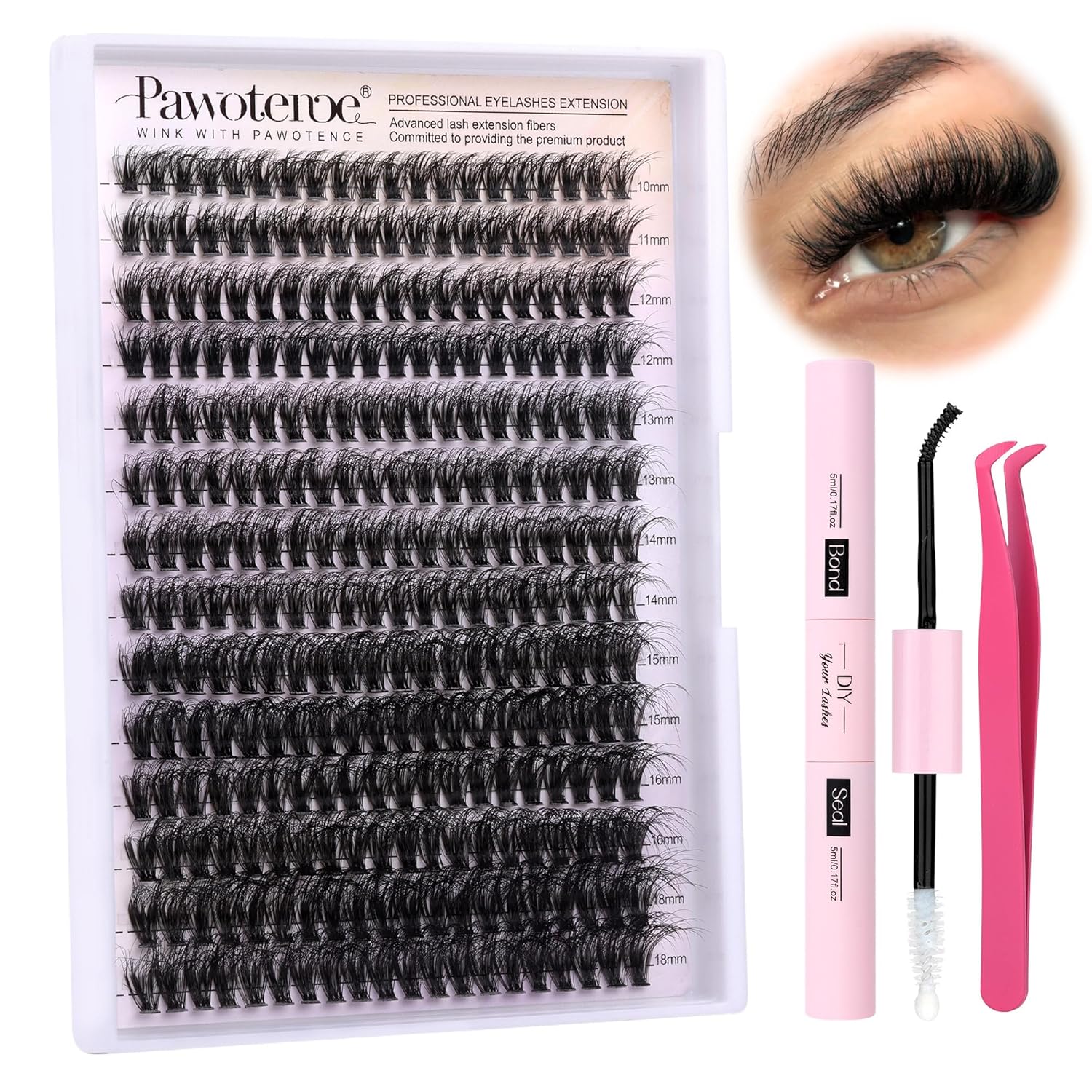 DIY Lash Extension Kit – 280 Cluster Lashes with Bond & Tools