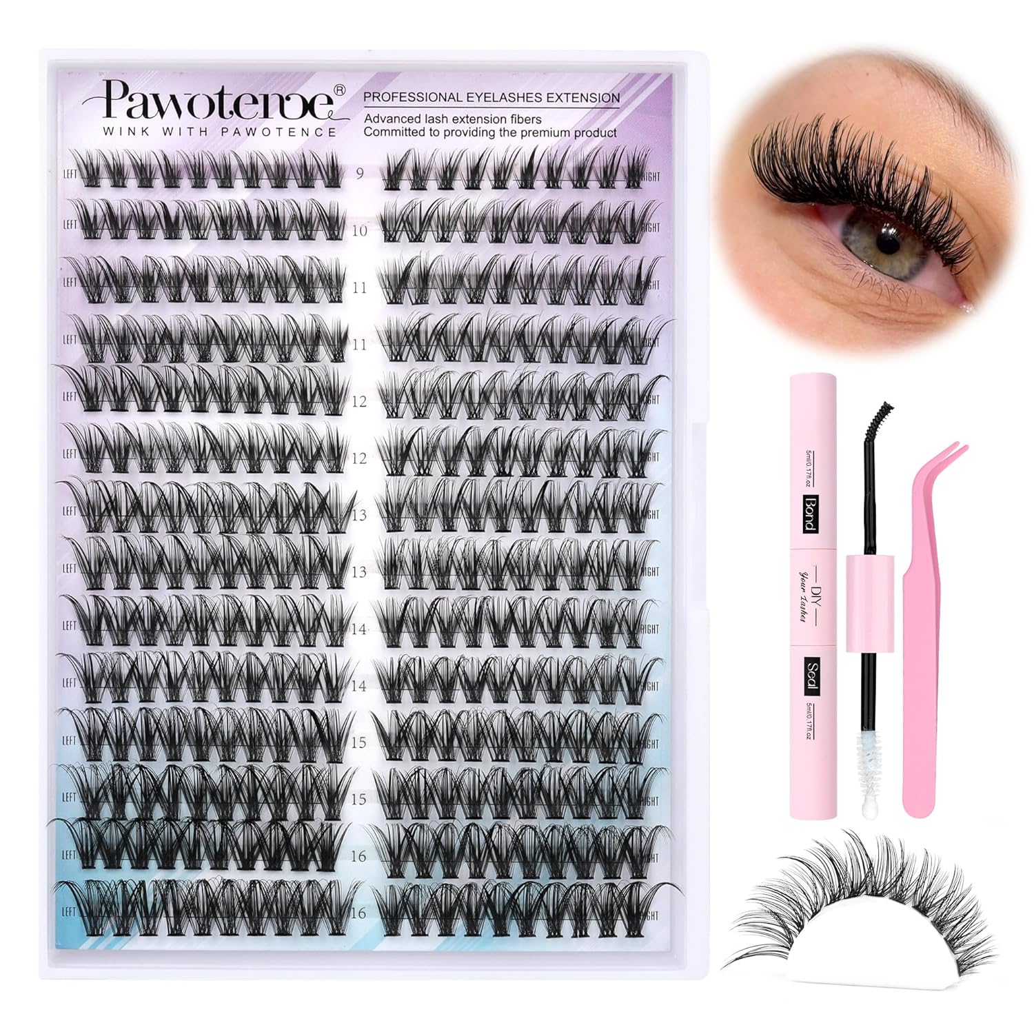 DIY Lash Extension Kit – 280 Cluster Lashes with Bond & Tools