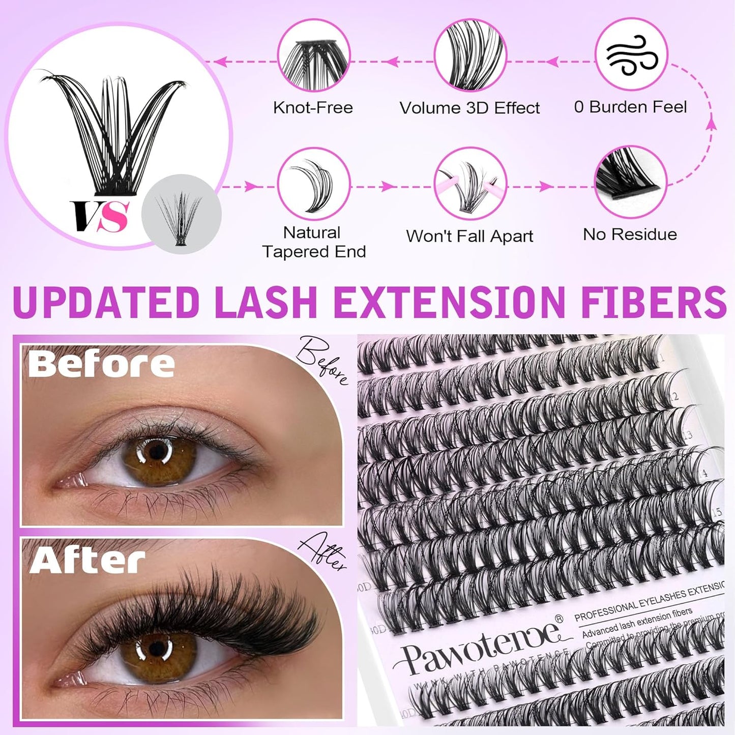 DIY Lash Extension Kit – 280 Cluster Lashes with Bond & Tools