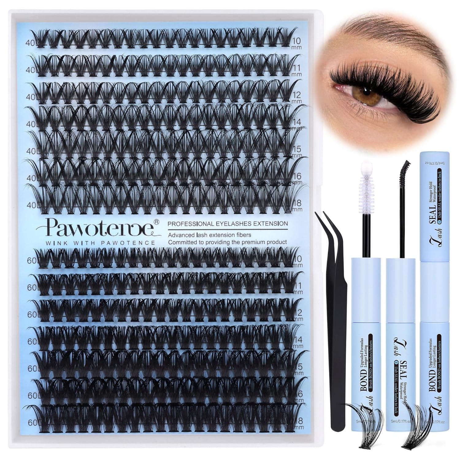 DIY Lash Extension Kit – 280 Cluster Lashes with Bond & Tools