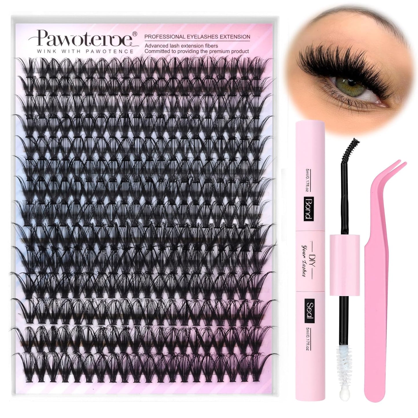 DIY Lash Extension Kit – 280 Cluster Lashes with Bond & Tools