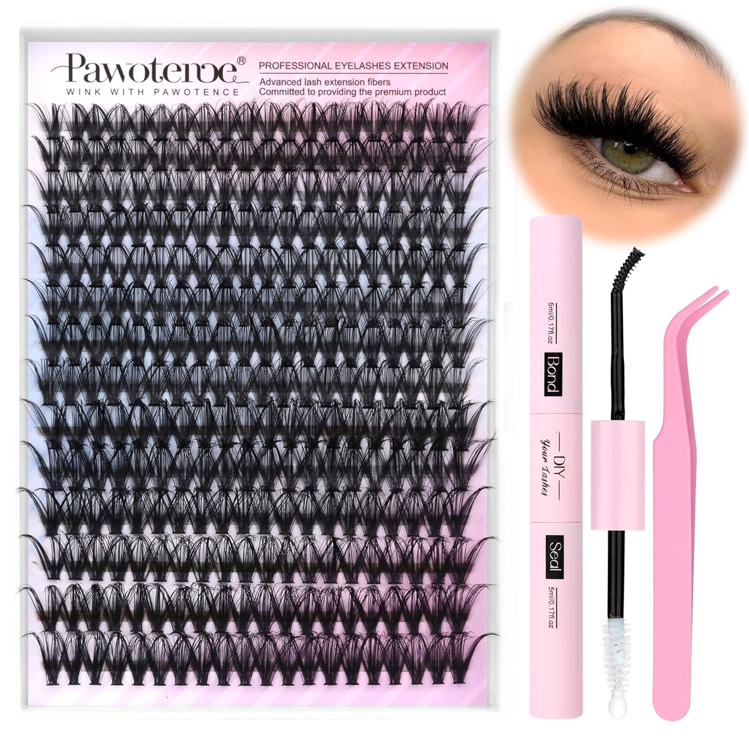 DIY Lash Extension Kit – 280 Cluster Lashes with Bond & Tools