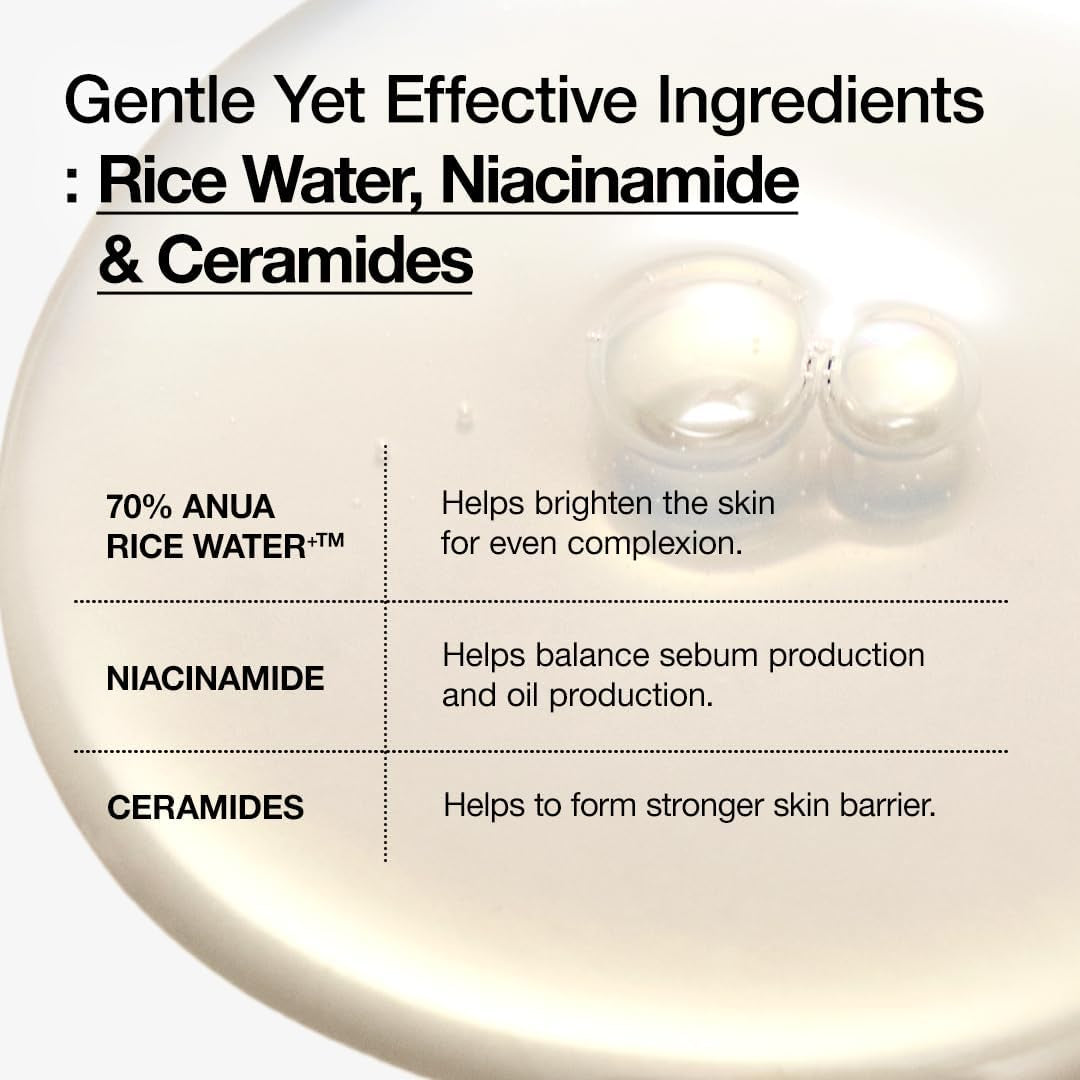ANUA Rice Water+ Milky Toner for Hydrated Glass Skin